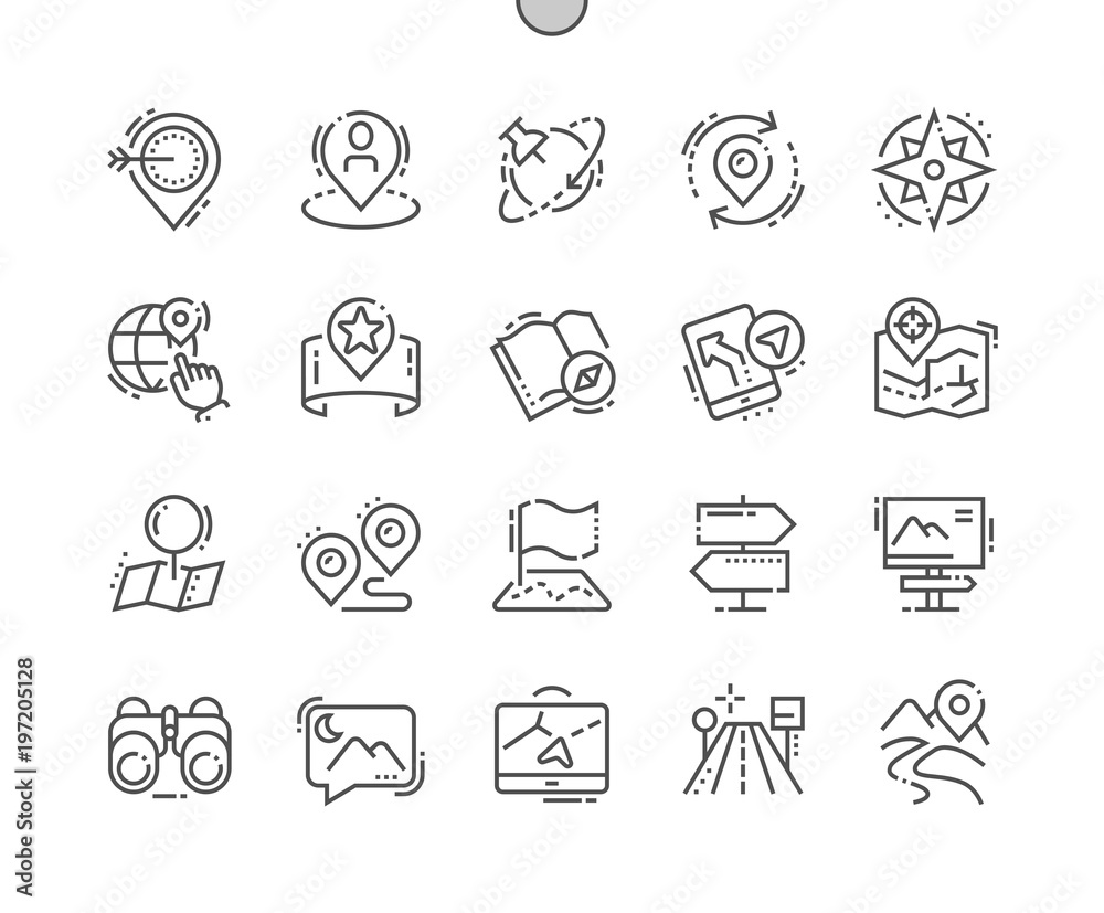Poster navigation well-crafted pixel perfect vector thin line icons 30 2x grid for web graphics and apps. s