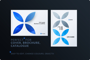 Creative design of brochure set, abstract annual report, horizontal cover, flyer in A4