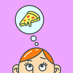 Color illustration of the thought of pizza
