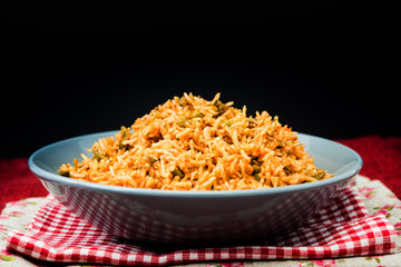 Tasty Indian food basmati rice on a plate