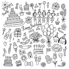 Birthday party, coloring icons for your design