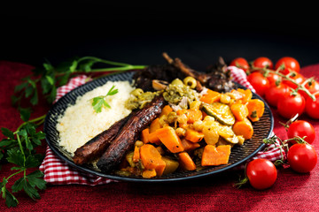 traditional moroccan dish couscous salad with Sausage