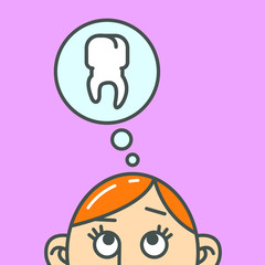 Obraz premium Color illustration of a thought about a tooth