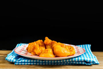 Thai food fried squid on a plate
