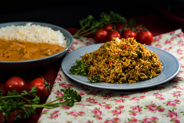 Tasty Indian food basmati rice on a plate