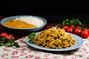 Tasty Indian food basmati rice on a plate