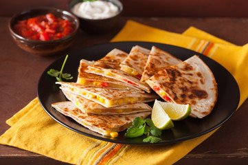 mexican quesadilla with tomato corn cheese