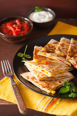 mexican quesadilla with tomato corn cheese