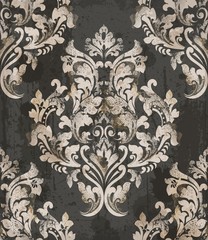 Damask old pattern ornament decor Vector. Baroque fabric texture illustration designs