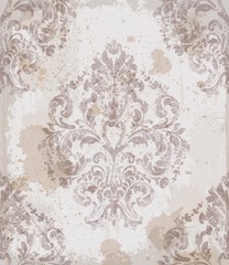 Damask old pattern ornament decor Vector. Baroque fabric texture illustration designs
