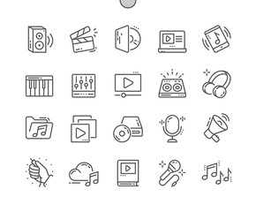 Audio Video Well-crafted Pixel Perfect Vector Thin Line Icons 30 2x Grid for Web Graphics and Apps. Simple Minimal Pictogram
