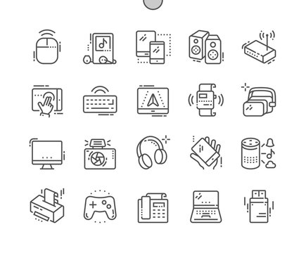 Devices Well-crafted Pixel Perfect Vector Thin Line Icons 30 2x Grid for Web Graphics and Apps. Simple Minimal Pictogram
