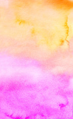 Obraz premium orange and violet watercolor ombre color background. hand draw illustration . colored like crocus, magenta, yellow