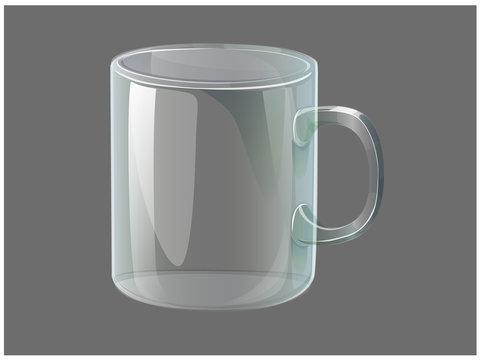 Vector transparent - clear glass - mug - layout for souvenir