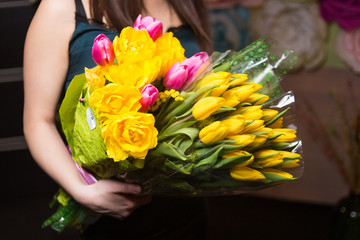yellow fresh tulips