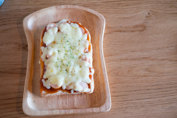 Pizza toasted bread with tomato sauce