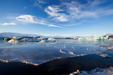 Icebergs in Jokulsarlon Glacial Lagoon in Skaftafell NP, Iceland