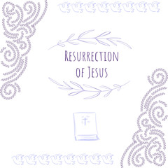 Card Easter - frame Resurrection Of Jesus - curl and dove