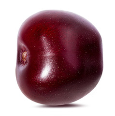 Cherry with leaves isolated on white background.