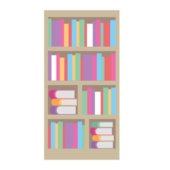 large bookcase with different books literature vector illustration