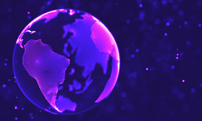 Ultra violet galaxy background. Space background illustration universe with Nebula. 2018 Purple technology background. Artificial intelligence concept