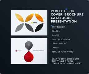 Presentation. Abstract vector set of modern horizontal templates with colourful circle segments, flower shape