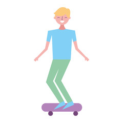 young man riding on skateboard enjoying vector illustration