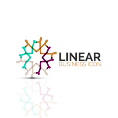 Abstract flower or star, linear thin line icon. Minimalistic business geometric shape symbol created with line segments