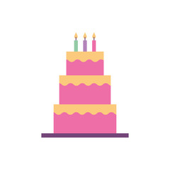 sweet birthday cake with candles decoration vector illustration