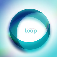 Loop circle business icon, created with glass transparent color shapes