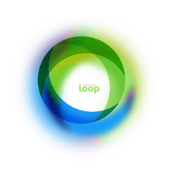 Loop circle business icon, created with glass transparent color shapes
