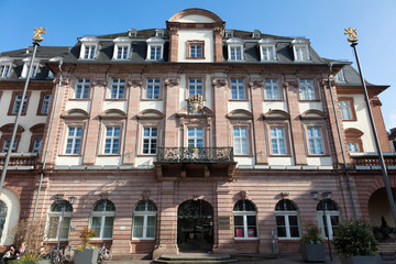 Fototapeta na wymiar Façade d'un batiment d'Heidelberg,Région métropolitaine Rhin-Neckar Heidelberg, Allemagne