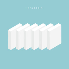 isometric Set of blank white product packaging boxes isolated. Three rectangular for design or branding. Vector illustration