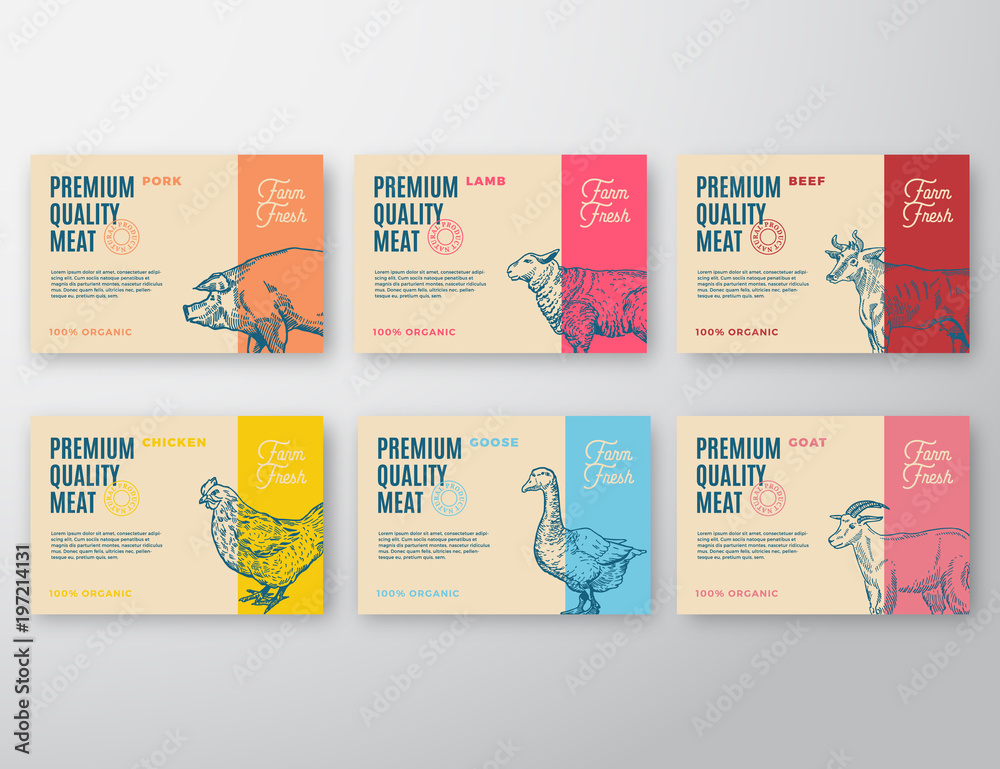 Canvas Prints premium quality meat and poultry labels set. abstract vector packaging design or label. modern typog