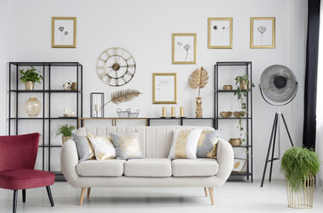 Elegant gold living room interior