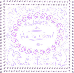 Vector romanian greeting card Paste Fericit decor frame