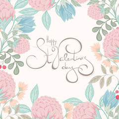 Retro card of spring elements on light background