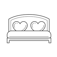 Wedding bed line icon isolated on white background