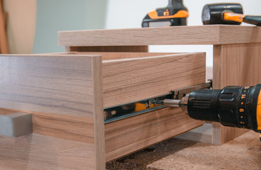 Assembling of furniture closeup