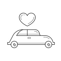 Just married vector line icon isolated on white background