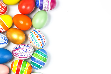 Fototapeta na wymiar Easter eggs under the white red background