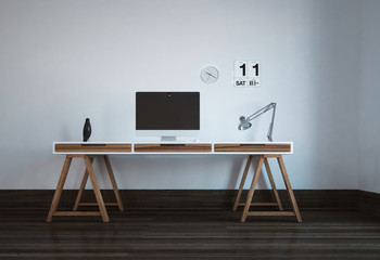 Neat workstation in a minimalist office