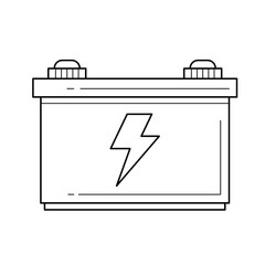 Car battery vector line icon isolated on white background. Accumulator or car battery line icon for infographic, website or app.