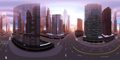 hdri, panorama 360, equidistant projection. Spherical panorama. Panorama of the city. Environment map.
