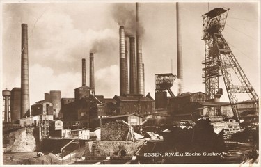 Essen 1925; Zeche Gustav (original gelaufene Postkarte) - obrazy, fototapety, plakaty