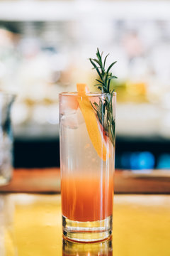 Fresh Paloma Cocktail On The Bar Top