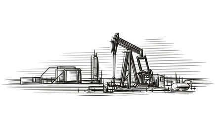 Oil extraction isolated vector illustration. 