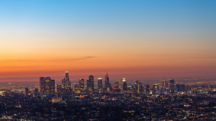 Fototapeta na wymiar Downtown Los Angeles skyline at Sunrise 