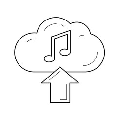 Cloud upload music vector line icon isolated on white background. Cloud upload music line icon for infographic, website or app. Icon designed on a grid system.