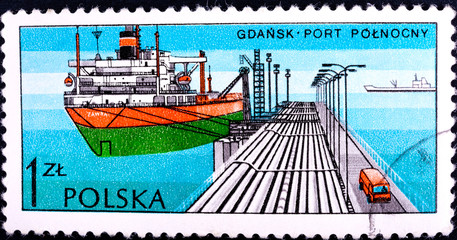 Poland - CIRCA 1979 - Port in Harbour Gdansk.
